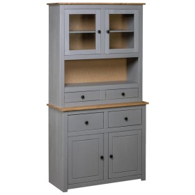 Solid pine wood sideboard Panama style gray 93x40.5x180 cm by vidaXL, Lockers and storage cabinets - Ref: Foro24-282701, Pric...