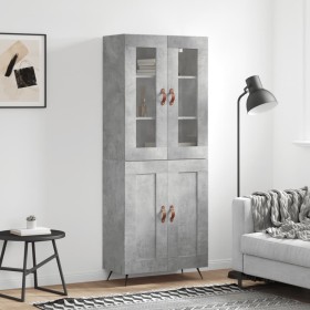 Aparador alto madera contrachapada gris hormigón 69,5x34x180 cm de vidaXL, Aparadores - Ref: Foro24-3198317, Precio: 156,44 €...