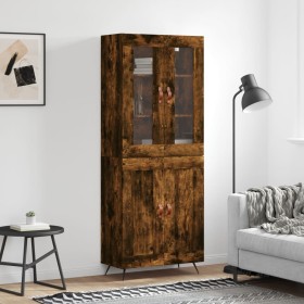 Aparador alto madera contrachapada roble ahumado 69,5x34x180 cm de vidaXL, Aparadores - Ref: Foro24-3198318, Precio: 148,99 €...