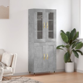 Aparador alto madera contrachapada gris hormigón 69,5x34x180 cm de vidaXL, Aparadores - Ref: Foro24-3198325, Precio: 153,99 €...