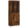 Tall smoked oak plywood highboard 69.5x34x180 cm by vidaXL, Sideboards - Ref: Foro24-3198326, Price: 159,99 €, Discount: %