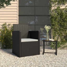 Silla de jardín con cojín ratán sintético negro de vidaXL, Sillas de jardín - Ref: Foro24-362320, Precio: 70,99 €, Descuento: %