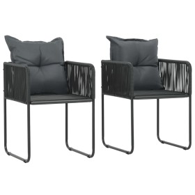 Garden chairs with cushions 2 units black synthetic rattan by vidaXL, Garden chairs - Ref: Foro24-44438, Price: 147,99 €, Dis...