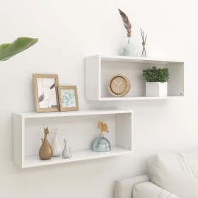 Cube wall shelf 2 pcs engineered wood white 60x15x23cm by vidaXL, Shelves and shelves - Ref: Foro24-807133, Price: 40,61 €, D...