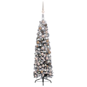 Schlanker Weihnachtsbaum mit Lichtern, Kugeln und grünem Schnee 120 cm von vidaXL, Weihnachtsbäume - Ref: Foro24-3077855, Pre...