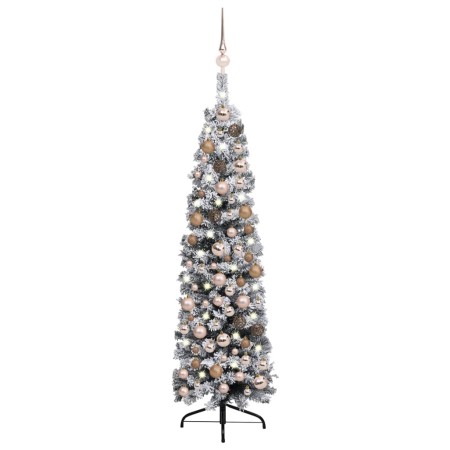 Schlanker Weihnachtsbaum mit Lichtern, Kugeln und grünem Schnee 120 cm von vidaXL, Weihnachtsbäume - Ref: Foro24-3077855, Pre...