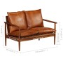 Brown genuine leather and acacia wood 2-piece sofa set by vidaXL, Sofas - Ref: Foro24-3100743, Price: 625,73 €, Discount: %