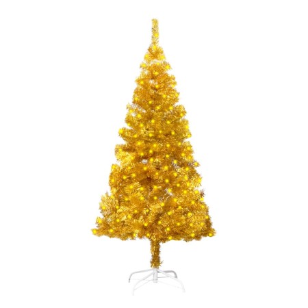 Artificial Christmas tree with LEDs and golden PVC support 150 cm by vidaXL, Christmas trees - Ref: Foro24-3077432, Price: 27...