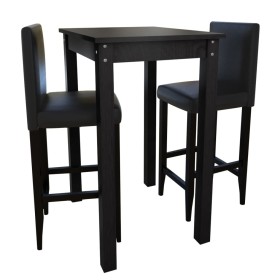 Bar table with 2 black bar stools by vidaXL, Furniture sets for kitchens and dining rooms - Ref: Foro24-160726, Price: 274,72...