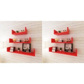 Estantes de pared 6 unidades rojo de vidaXL, Estantes y estanterías - Ref: Foro24-275990, Precio: 128,99 €, Descuento: %