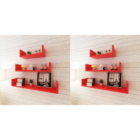 Estantes de pared 6 unidades rojo de vidaXL, Estantes y estanterías - Ref: Foro24-275990, Precio: 128,99 €, Descuento: %