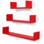 Wall shelves 6 units red by vidaXL, Shelves and shelves - Ref: Foro24-275990, Price: 128,97 €, Discount: %