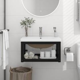 Estructura de baño con lavabo incorporado hierro negro de vidaXL, Tocadores de baño - Ref: Foro24-3101383, Precio: 157,01 €, ...