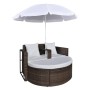 Cama de jardín con sombrilla ratán sintético marrón de vidaXL, Camas para exteriores - Ref: Foro24-40734, Precio: 295,55 €, D...