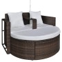 Cama de jardín con sombrilla ratán sintético marrón de vidaXL, Camas para exteriores - Ref: Foro24-40734, Precio: 295,55 €, D...