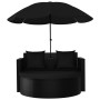 Cama de jardín con sombrilla ratán sintético negro de vidaXL, Camas para exteriores - Ref: Foro24-47398, Precio: 254,73 €, De...