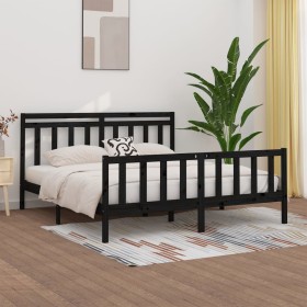 Black Super King solid wood bed frame 180x200 cm by vidaXL, Beds and slatted bases - Ref: Foro24-3107047, Price: 200,00 €, Di...