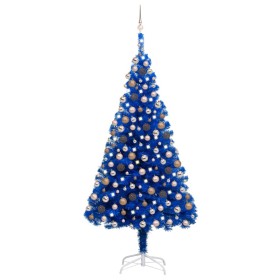 Árbol de Navidad preiluminado con luces y bolas azul 210 cm de vidaXL, Arboles de navidad - Ref: Foro24-3077596, Precio: 99,1...