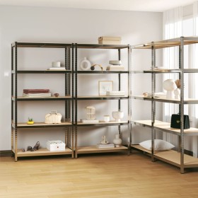 Shelving 5 levels 4 units steel plywood silver by vidaXL, Industrial shelving - Ref: Foro24-3154211, Price: 264,64 €, Discoun...