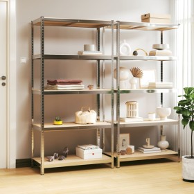 Shelving 5 levels 2 units steel plywood silver by vidaXL, Industrial shelving - Ref: Foro24-3154209, Price: 133,99 €, Discoun...