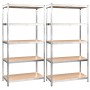 Shelving 5 levels 2 units steel plywood silver by vidaXL, Industrial shelving - Ref: Foro24-3154209, Price: 133,54 €, Discoun...