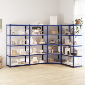 Shelving 5 levels 4 units steel and blue plywood by vidaXL, Industrial shelving - Ref: Foro24-3154224, Price: 302,99 €, Disco...