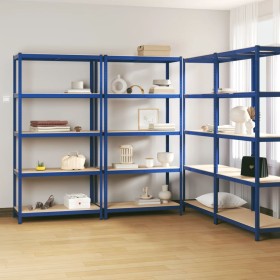 Shelving 5 levels 4 units steel and blue plywood by vidaXL, Industrial shelving - Ref: Foro24-3154214, Price: 276,91 €, Disco...