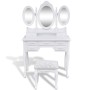 Dressing table with stool and 3 white mirrors by vidaXL, Bedroom Dressers - Ref: Foro24-241483, Price: 229,08 €, Discount: %