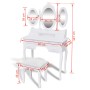 Schminktisch mit Hocker und 3 weißen Spiegeln von vidaXL, Schlafzimmerkommoden - Ref: Foro24-241483, Preis: 229,08 €, Rabatt: %