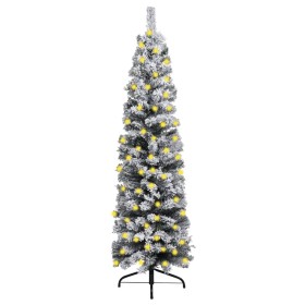 Árbol de Navidad delgado con LEDs y nieve PVC verde 180 cm de vidaXL, Arboles de navidad - Ref: Foro24-3077756, Precio: 63,09...