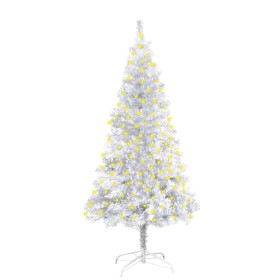 Árbol Navidad artificial con LEDs y soporte PET plateado 150 cm de vidaXL, Arboles de navidad - Ref: Foro24-3077437, Precio: ...