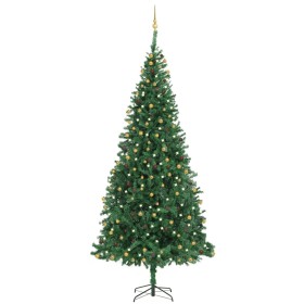 Beleuchteter Weihnachtsbaum mit Lichtern und grünen Kugeln 300 cm von vidaXL, Weihnachtsbäume - Ref: Foro24-3077788, Preis: 2...