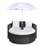 Cama de jardín con sombrilla ratán sintético negro de vidaXL, Camas para exteriores - Ref: Foro24-40735, Precio: 334,34 €, De...