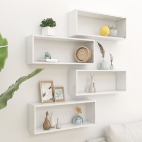 Cube wall shelf 4 units glossy white plywood 60x15x23cm by vidaXL, Shelves and shelves - Ref: Foro24-807152, Price: 52,99 €, ...