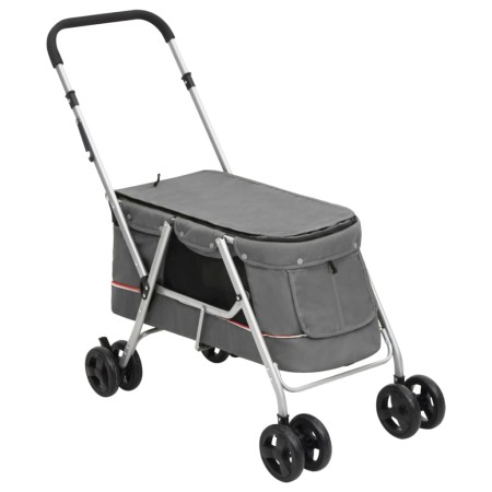 Zusammenklappbarer Hundekinderwagen aus grauem Leinenstoff, 100 x 49 x 96 cm von vidaXL, Kinderwagen für Haustiere - Ref: For...