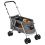 Zusammenklappbarer Hundekinderwagen aus grauem Leinenstoff, 100 x 49 x 96 cm von vidaXL, Kinderwagen für Haustiere - Ref: For...