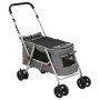 Zusammenklappbarer Hundekinderwagen aus grauem Leinenstoff, 100 x 49 x 96 cm von vidaXL, Kinderwagen für Haustiere - Ref: For...