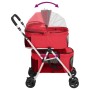 Zusammenklappbarer Doppel-Hundekinderwagen aus rotem Oxford-Stoff, 83 x 48 x 97 cm von vidaXL, Kinderwagen für Haustiere - Re...