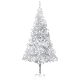 Árbol Navidad artificial con LEDs y soporte PET plateado 240 cm de vidaXL, Arboles de navidad - Ref: Foro24-3077440, Precio: ...