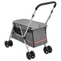 Zusammenklappbarer Hundekinderwagen aus grauem Leinenstoff, 100 x 49 x 96 cm von vidaXL, Kinderwagen für Haustiere - Ref: For...