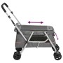 Zusammenklappbarer Hundekinderwagen aus grauem Leinenstoff, 100 x 49 x 96 cm von vidaXL, Kinderwagen für Haustiere - Ref: For...