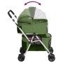 Folding double dog stroller, made of green Oxford fabric, measuring 83x48x97cm. by vidaXL, pet strollers - Ref: Foro24-172207...