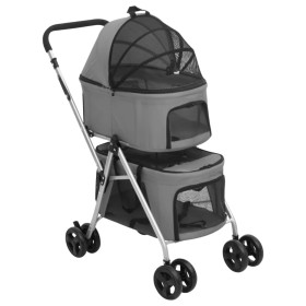 Doppelter Hundewagen faltbar Oxford Stoff grau 83x48x97cm von vidaXL, Kinderwagen für Haustiere - Ref: Foro24-172205, Preis: ...