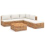 Muebles de jardín 6 piezas madera maciza teca con cojines crema de vidaXL, Conjuntos de jardín - Ref: Foro24-3087102, Precio:...