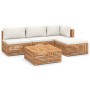 Garden furniture 5 pieces solid teak wood with cream cushions by vidaXL, Garden sets - Ref: Foro24-3087062, Price: 1,00 €, Di...