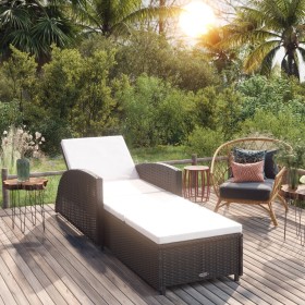 Sonnenliege mit cremeweißem synthetischem Rattankissen von vidaXL, Liegen - Ref: Foro24-317177, Preis: 181,99 €, Rabatt: %