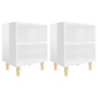 Bedside tables with wooden legs 2 units glossy white 40x30x50 cm by vidaXL, Nightstands - Ref: Foro24-805792, Price: 51,04 €,...