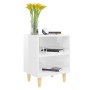 Bedside tables with wooden legs 2 units glossy white 40x30x50 cm by vidaXL, Nightstands - Ref: Foro24-805792, Price: 51,04 €,...