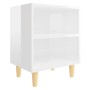 Bedside tables with wooden legs 2 units glossy white 40x30x50 cm by vidaXL, Nightstands - Ref: Foro24-805792, Price: 51,04 €,...