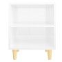 Bedside tables with wooden legs 2 units glossy white 40x30x50 cm by vidaXL, Nightstands - Ref: Foro24-805792, Price: 51,04 €,...